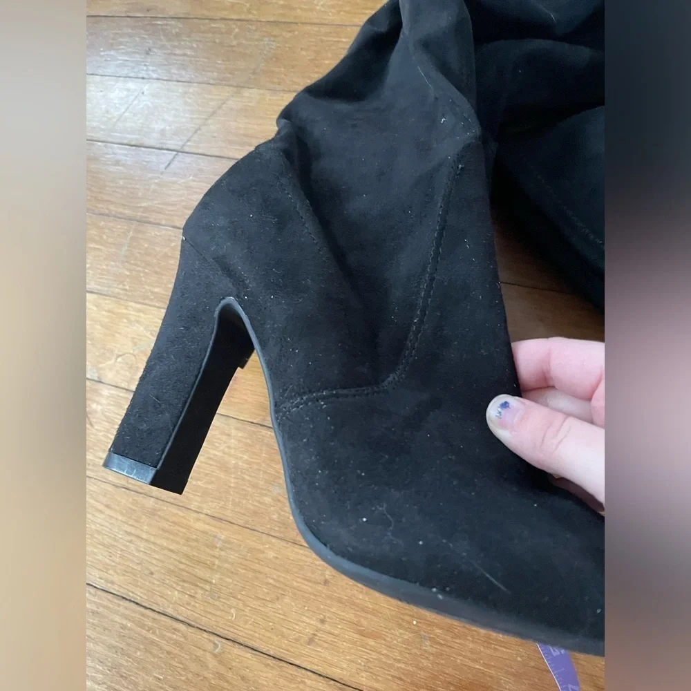 Women's Black Over-the-Knee unisa 4in heel faux suede boots witchy romantic